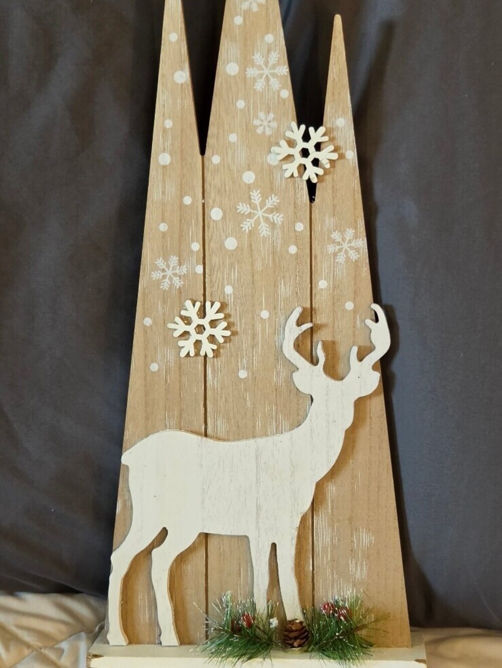 Holiday Times Wooden Reindeer and Snowflake Christmas Tabletop Decoration